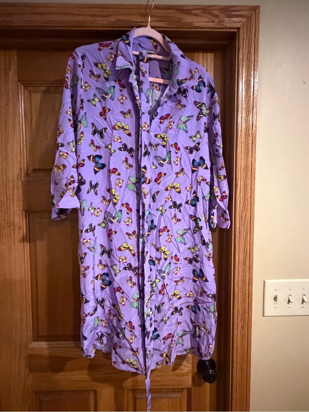 L'AGENCE Lavender Kids Butterfly Print Robe